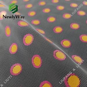 Foil changed color under UV polyester printed polka dot tulle material for dress