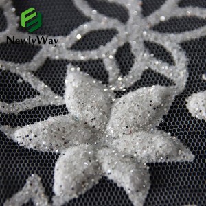 China Veiling  Ivory Mesh Spangle Glitter  Powder Fabric For Bridal Dress