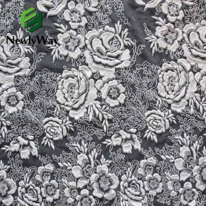 New Arrival Crystal Sequins Glitter Sliver White Sparkle Lace Form Tulle Fabric For Party Wedding Dress