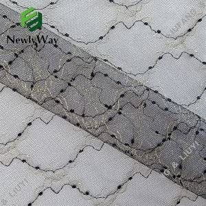 gold nylon yarn mesh lace tulle fabric for wedding lace trim