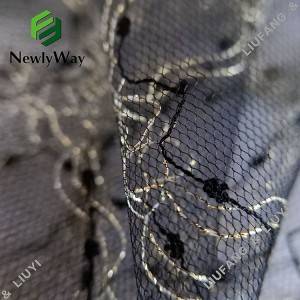 gold nylon yarn mesh lace tulle fabric for wedding lace trim