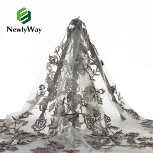 High Quality Embossed 3D Embroidered Tulle Lace Fabric For Women Gowns
