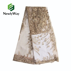 High Quality French Design Tulle embroidered Lace Mesh Fabric For Wedding dress