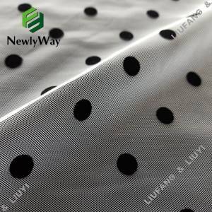 Nylon big black polka dot flocking tulle fabric for the skirts