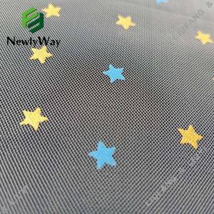 Nylon gold glitter tulle and printed blue star tulle fabric