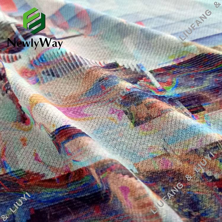 Painting design printed lace nylon stretch tricot knit fabric online wholesale