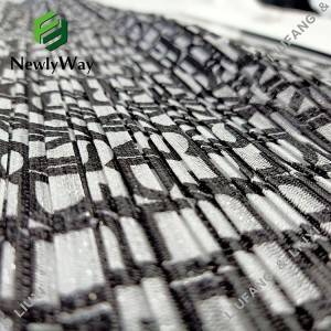 Polyester sliver yarn material pleated and printed tulle mesh lace fabric for gown