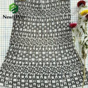 Polyester sliver yarn material pleated and printed tulle mesh lace fabric for gown