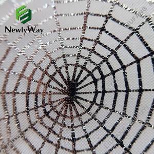 Silver stamping spider web foil nylon tulle printed mesh lace fabric for party decor