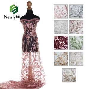 High Quality French Design Tulle embroidered Lace Mesh Fabric For Wedding dress