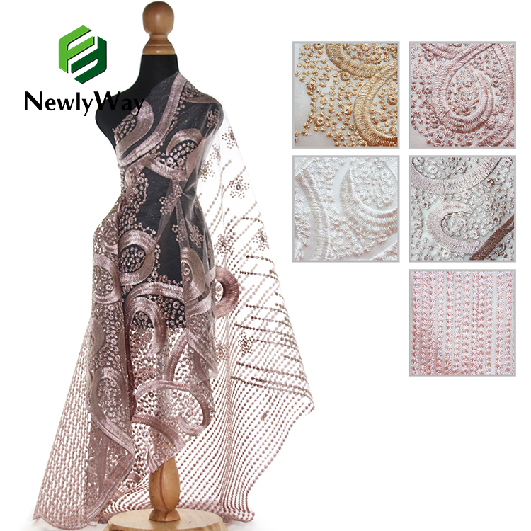 Beautiful design good quality 100% polyester chemical lace embriodery fabric