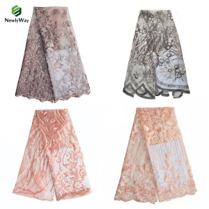 New Arrival 100% Polyester Flower Embroidered Lace Tulle Fabric For Wedding Party Skirts Dresses
