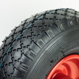 Neumático y rueda de caucho neumático para carro de jardín, 10 pulgadas, 300-4