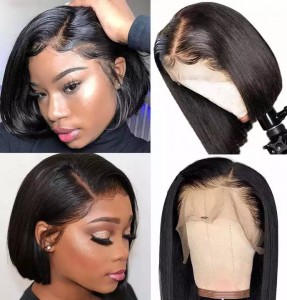 Cheap Short Bob Transparent Hd Lace Human Hair Wig 8-14inch Mink Brazilian Hair Wig 4×4 Closure Short Bob Wigs For Black Women