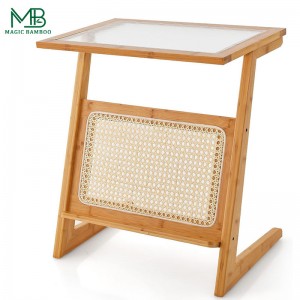 Bamboo And Rattan Z-Shaped Side Table