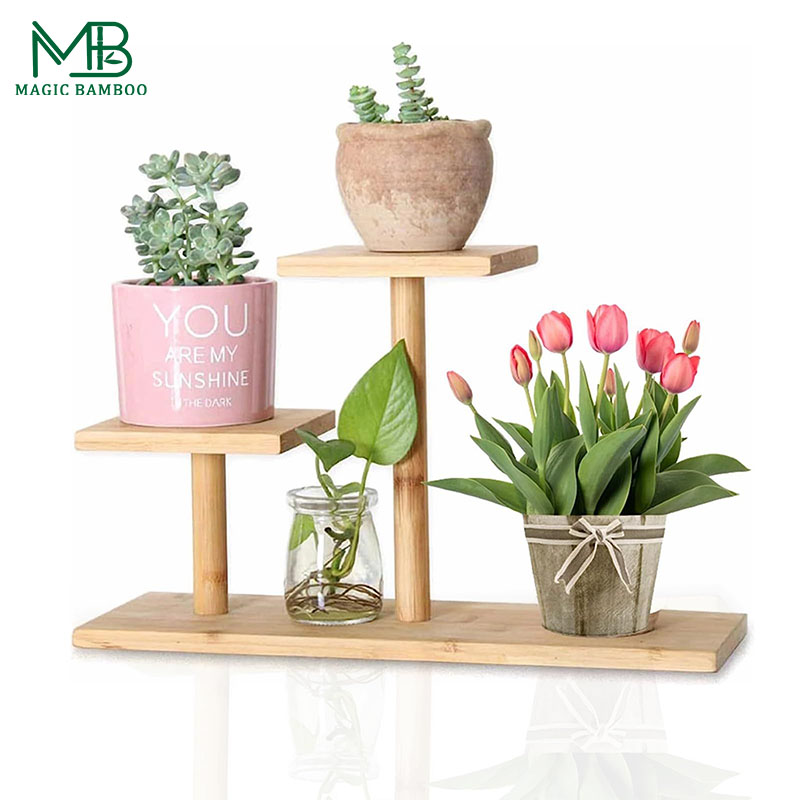Compact Bamboo Plant Display Stand