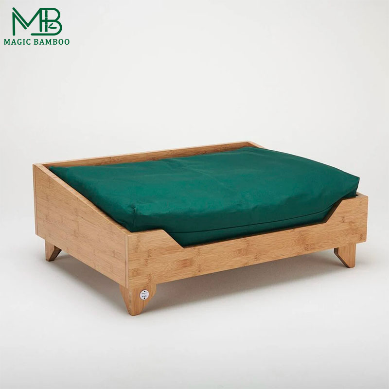 Marco de cama para mascotas de bambú para mascotas pequeñas