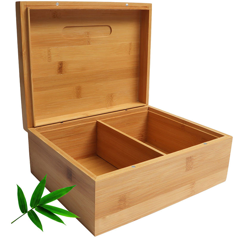 Organize and beautify your space with bamboo square boxes with lids and compartments