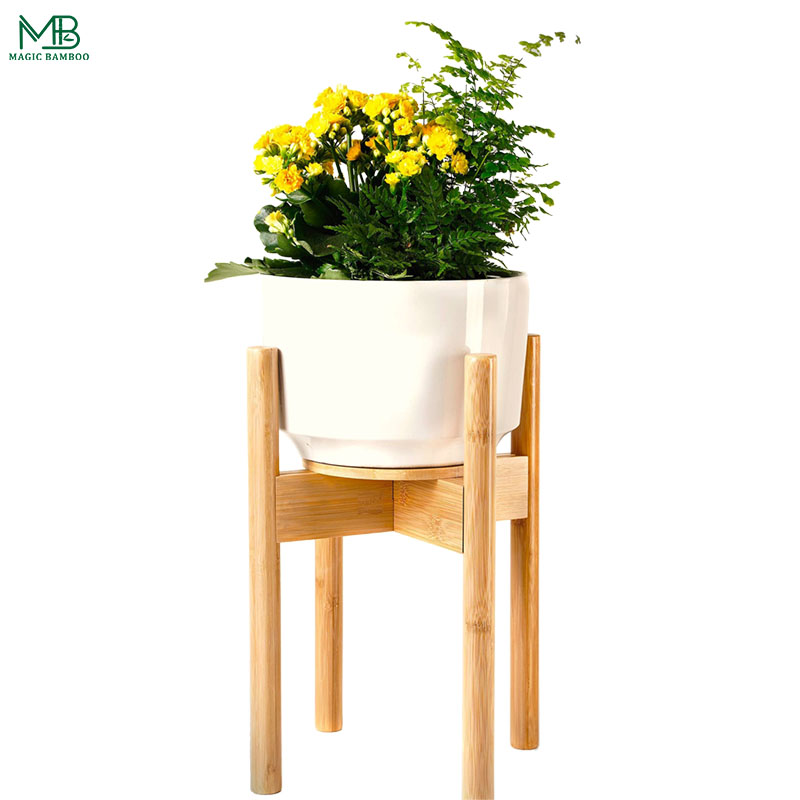 Bamboo Balcony Retractable Plant Stand