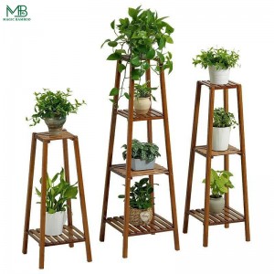 Bamboo Shelf Plant Stand Rack For Balcony Multilayer