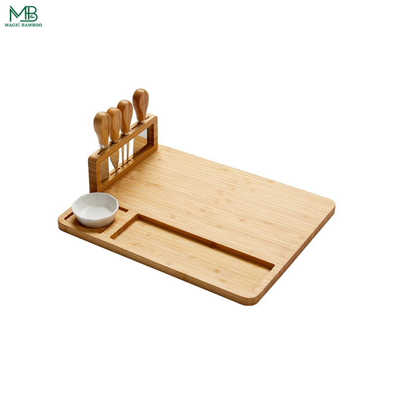 Sustainable Bamboo Cheese Board with Knife Set