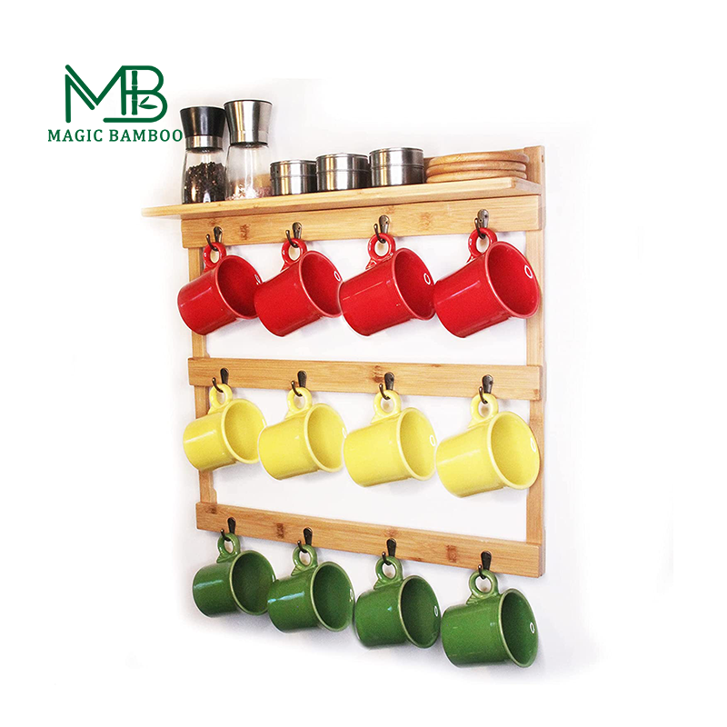 Unleash the Charm of Your Coffee Corner with the Wall-Mounted Bamboo Coffee Mug Holder