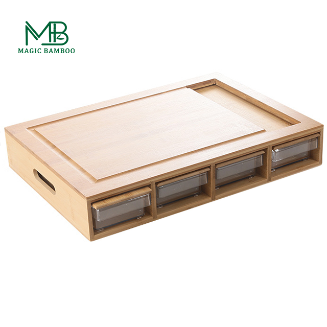 Enhance Your Culinary Experience with the Bamboo Cutting Board with 4 Drawers – a Kitchen Essential