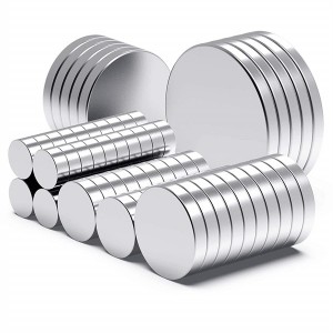 Prilagojeni magnetni material različnih velikosti, močan trajni magnet, svetlo srebrn okrogel neodimski magnet