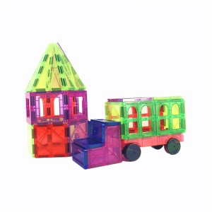 Colorful Transparent Shapes Educational Toy Magnetic Blocks ກະເບື້ອງອາຄານ 3D