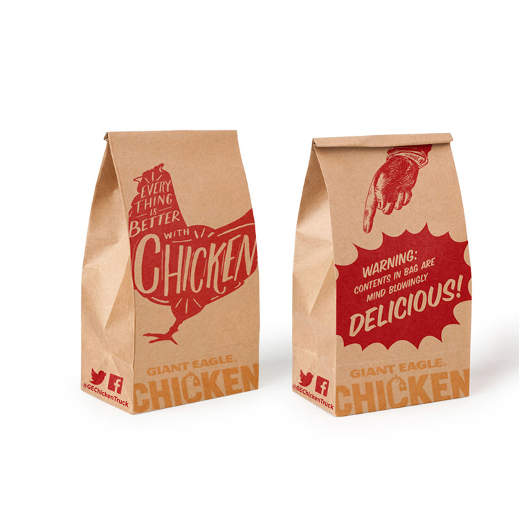 Bolsas de papel Kraft con logotipo impreso personalizado, bolsas biodegradables desechables a prueba de grasa para llevar SOS Brown