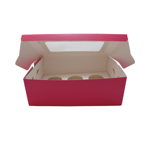 Factory Custom Logo Printing Cupcake Box Clear PET Window Paper Packaging Cake Boxes