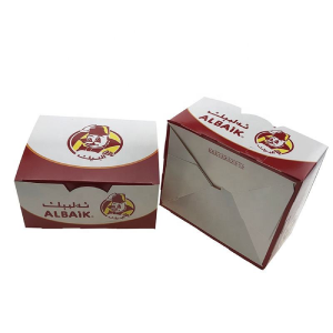 Custom Fried Chicken To Go Box Restaurant Pe Coated Paper Board Diecut Takeaway Boxes For Chips Take Out Food Container
