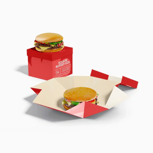 Custom Design Printed Paper Burger Box Eco-friendly Packaging Food,food & Beverage Packaging Coated Paper