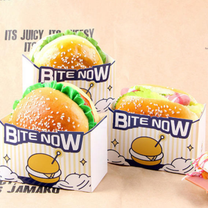 Caja de hamburguesa impresa logotipo personalizado que imprime la caja de comida de hamburguesa de pollo frito fácil reciclable para llevar