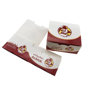 Custom Fried Chicken To Go Box Restaurant Pe Coated Paper Board Diecut Takeaway Boxes For Chips Take Out Food Container