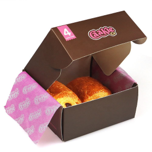 Wholesale Custom Logo Donut Dessert Puff Packaging Box Panaderya Sushi Cake Paper Packaging Fast Food Delivery Box