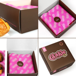 Veleprodajna kutija za pakiranje lisnatog deserta s prilagođenim logotipom za pekarnice Sushi Papirnato pakiranje za kolače Kutija za dostavu brze hrane