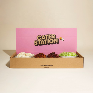 Po meri natisnjen logotip Food Grade Cookie Box Snack Cake Picnic Dessert Box Catering Embalažne Škatle z razdelilnim krožnikom