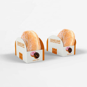 Custom Biodegradable Sandwich Hotdog Burger Snack Food Paper Packaging Disposable Individual Donut Box with Logo