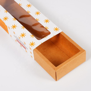 Foldable Kraft Paper Rectangle Cardboard Packaging Custom Slide Food Packaging Cookies Kraft Paper Drawer Box