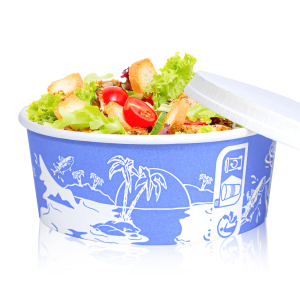 Custom Printed Eco Friendly Recyclable/Biodegradable Takeaway Kraft Paper Salad Bowl with PP/paper lid