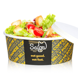 Custom Printed Eco Friendly Recyclable/Biodegradable Takeaway Kraft Paper Salad Bowl with PP/paper lid