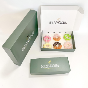 Wholesale Biodegradable Paper Fast Food Packaging Custom na Auto Pop-Up Donut Box Pink Bakery Cookie Pastry na May Logo
