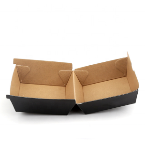 Custom Printed Biodegradable Disposable Corrugated Kraft Burger Box Packaging Black With Logo Hamburger Packaging Paper Box