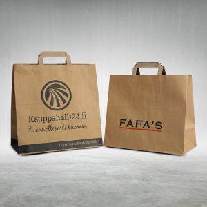 Durable Custom Printing Logo Size Fast Food Gift Shopping Take Away Kraft Paper Bags With Flat Handle