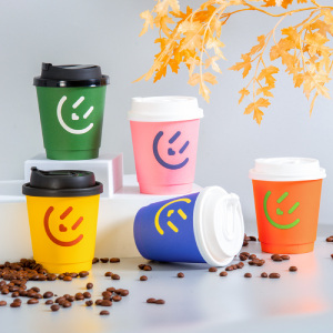 El logotipo personalizado impreso se lleva la taza de papel de café de doble pared para 8 oz 10 oz 12 oz 16 oz con tapa