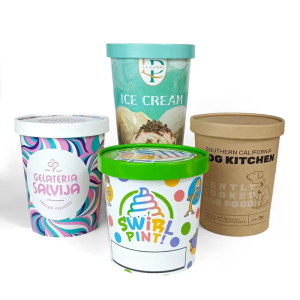 PLA Customized Eco-Friendly 4oz 5oz 8oz 12oz 16oz 500 ml Ice Cream Paper Container Ice Cream Paper Cup With Paper Lids