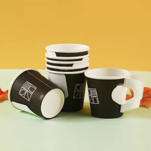 4oz/7oz/9oz Disposable Paper Cups Customized Hot Coffee Butterfly Cups Paper Cup With Handle And Lids