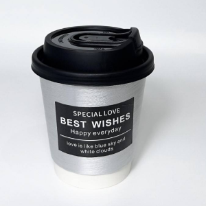 2024 New Style Disposable 8oz 10oz 12oz Double Wall Silver Foil Stamping Custom Logo Hot Coffee Paper Cup