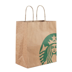 Custom Logo and Print Take Away Carry Out Bag Restaurant Fast Food Biodegradable Takeaway Kraft Paper Bag with Twisted Handle